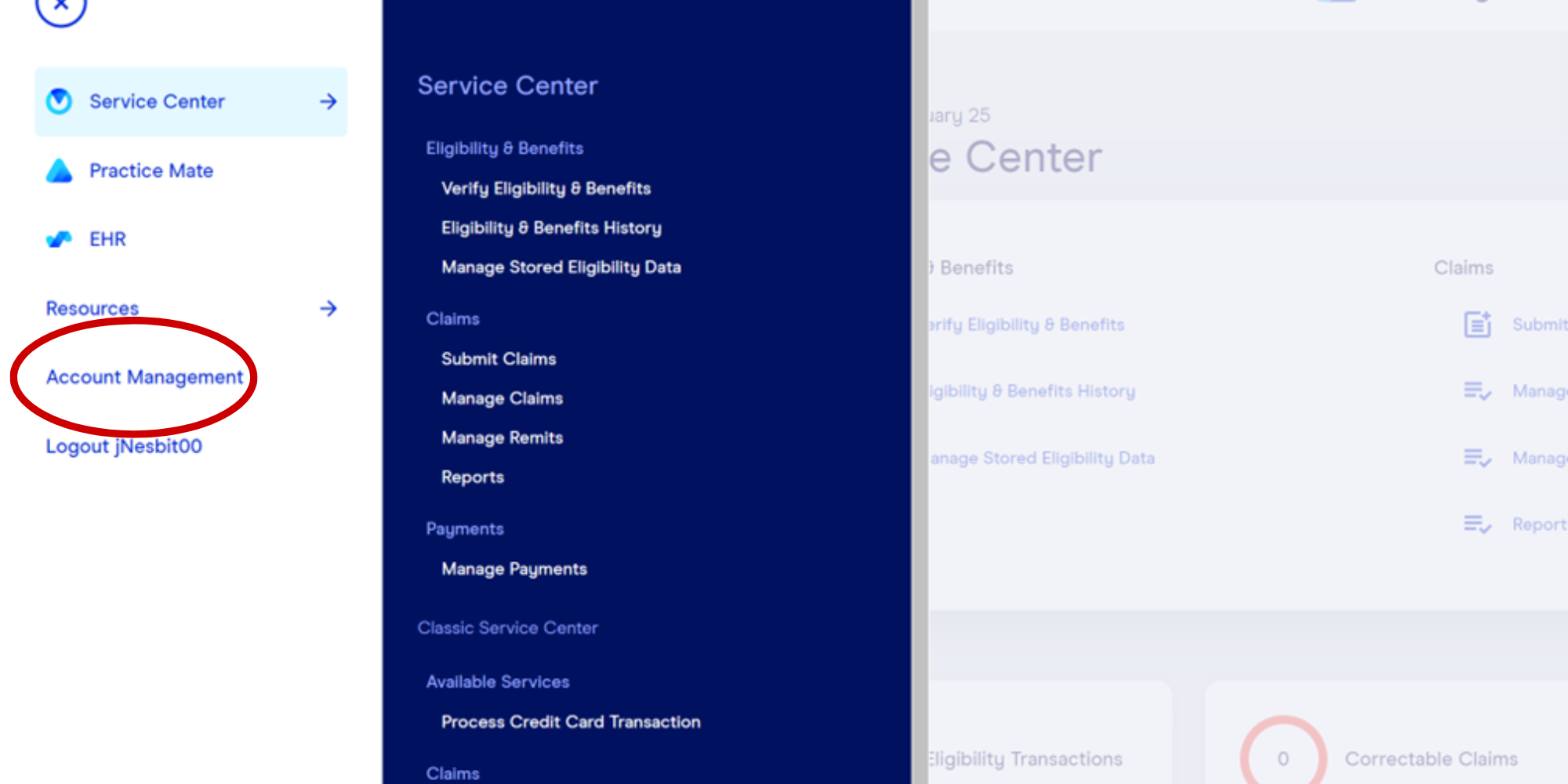 Service Center Account Management
